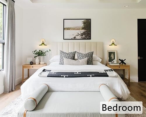 Miniatura 2 de Apliques de pared vintage con pantalla de cristal de loto verde, apliques de latón ajustables de 180 grados con cable de iluminación de pared