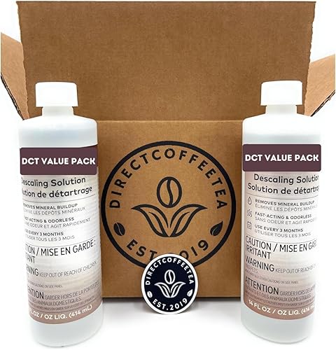 Solución descalcificante para cafeteras (paquete de 2, 28 onzas en total)  Elimina la cal, restaura el sabor y el rendimiento  Descalcificador