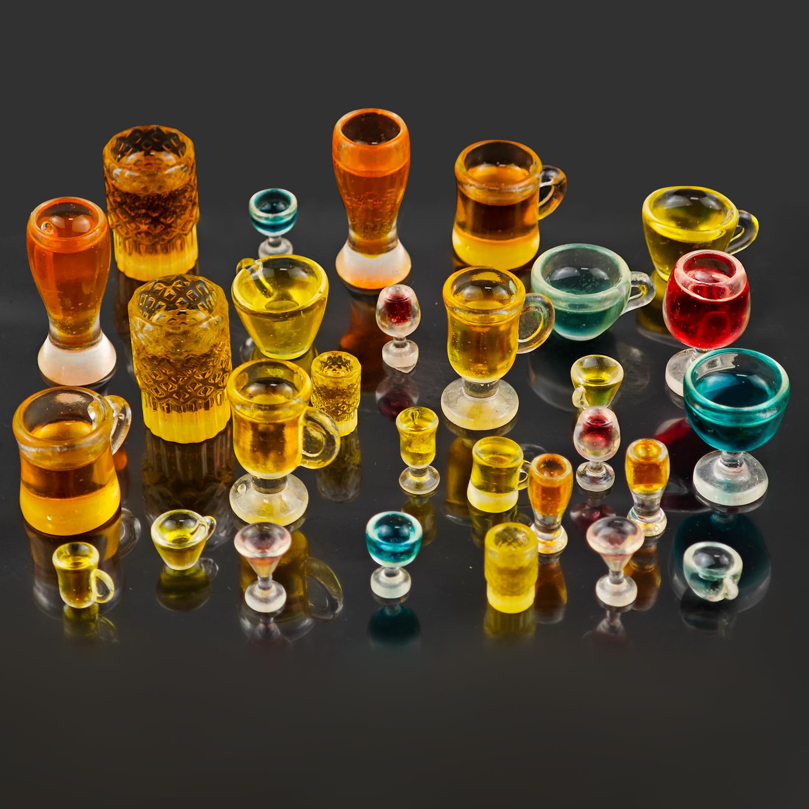 36 Pieces Tiny Wine Glasses for Crafts Dollhouse Miniature Bar Champagne Cocktail for Cake Toppers Micro Landscaping Decoration