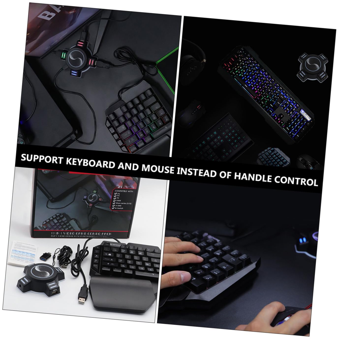 OSALADI Adaptateur Pratique et Résistant Clavier et Souris en ABS Noir Compatible avec Switch et Autres Consoles pour Console de Jeux pour Gamers en Bureaux et Cafés