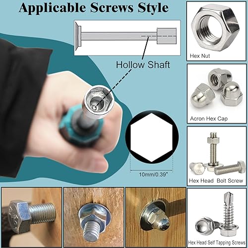 Miniatura 3 de Destornillador de tuerca de 0.394 in, destornillador de tuerca hexagonal de 6 puntos, punta no magnética, destornillador de tuerca de eje hueco de