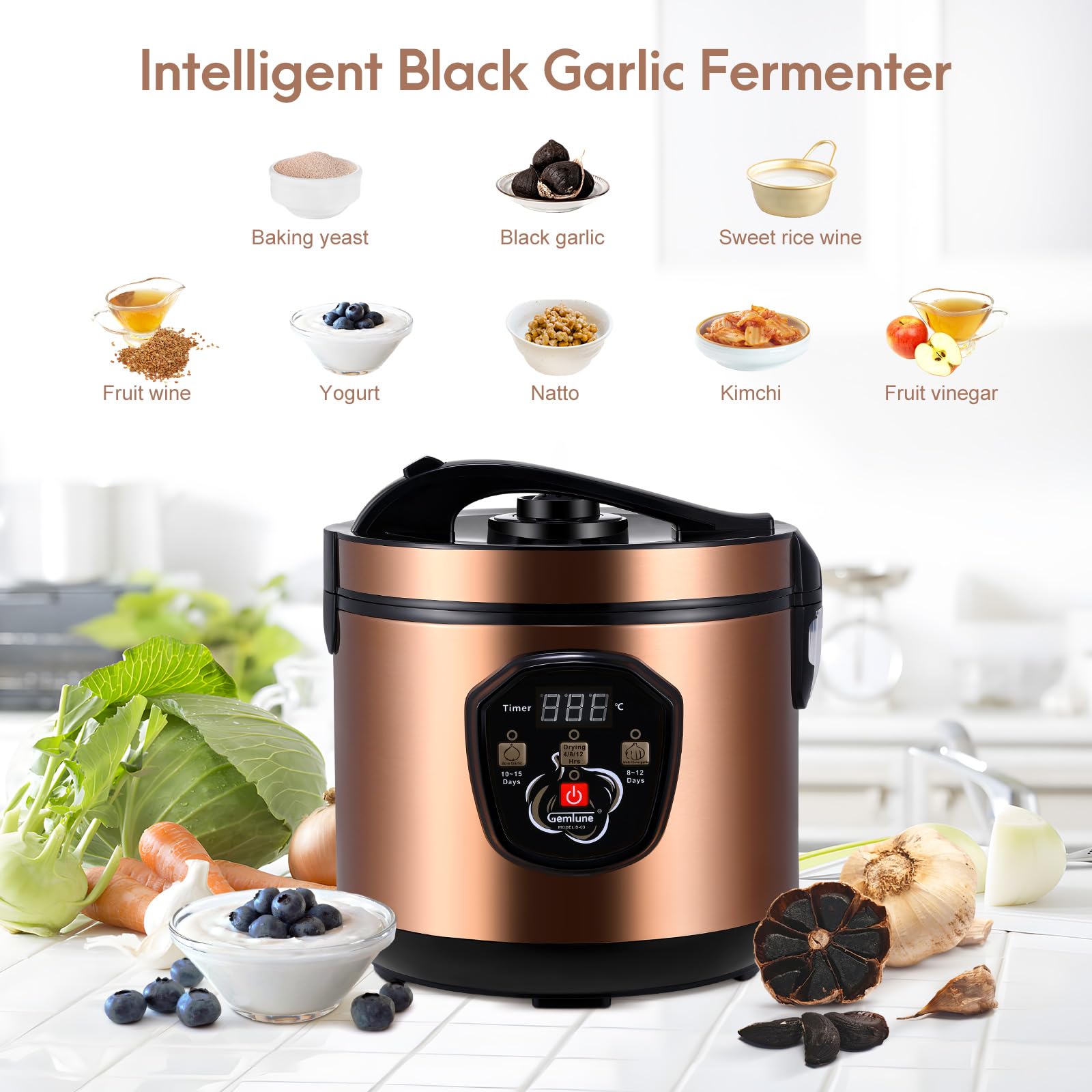 Schwarzer Knoblauch Fermenter 6L, Sunowl Joghurt Maschine, Automatische Intelligente Black Garlic Maker Schwarzer Knoblauch Fermentiert Fermentierter Knoblauch Maschine