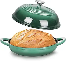 TeamFar Forno holandês de ferro fundido, panela de forno holandês esmaltado de 6 litros para assar pão de fermento, com tampa de cúpula alta e base redonda, auto-regador e aquecimento uniforme