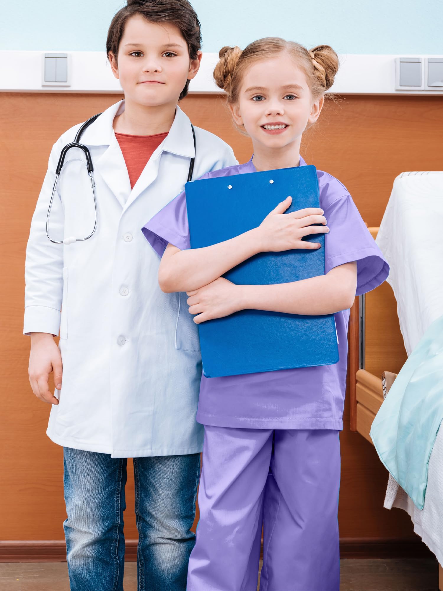 Puteraya Kids Doctor Costume Set Surgical Doctor Suit Kit Scientist Uniform with Stethoscope Toys for Boys Girls Dress Up Halloween Cosplay (Doctor Costume Set 5 - Image 3
