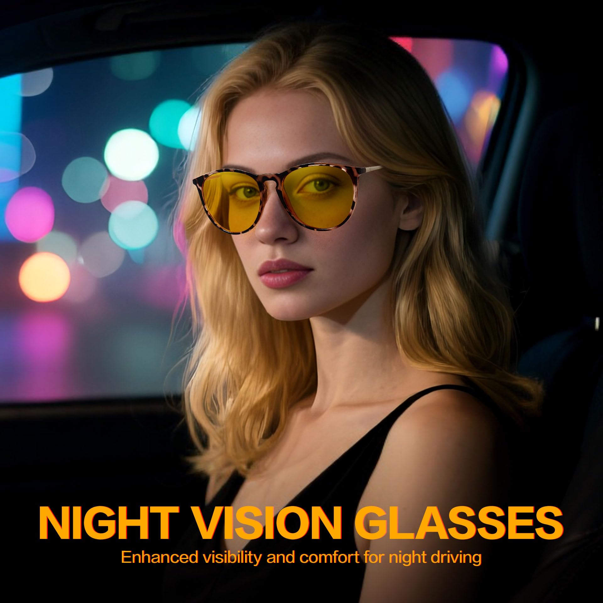 Lentes de visión nocturna para mujer: TR90 antirreflejos, para conducción nocturna, reducen la fatiga ocular para conductores, lluvia, nieve y niebla
