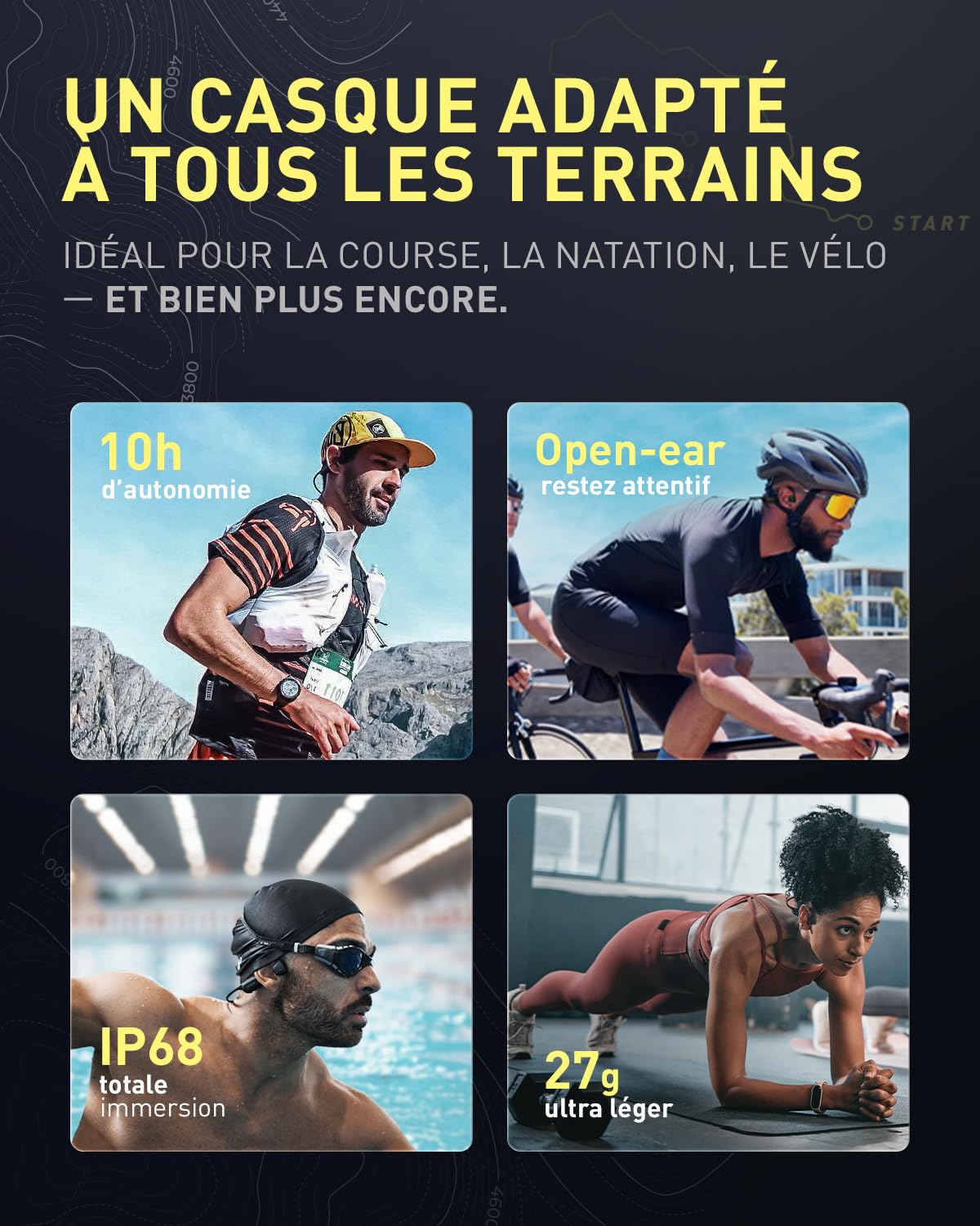 NexOne Pro, Casque à Conduction osseuse, IP68 Étanche, MP3 32 Go, 10 h d’Autonomie, Écouteurs sans Fil Bluetooth 6.0, Charge Rapide, Appels Clairs, Marque Française Premium, Très Polyvalent