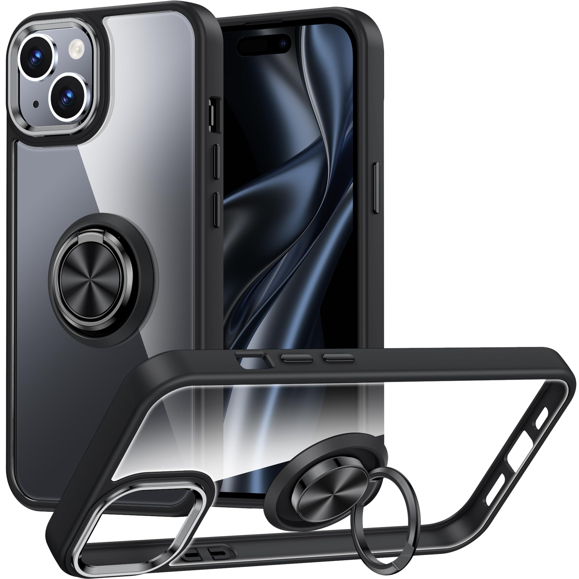 Amazon.co.jp: Rockaway iPhone 14 用 ケース リング付き 耐衝撃 背面 