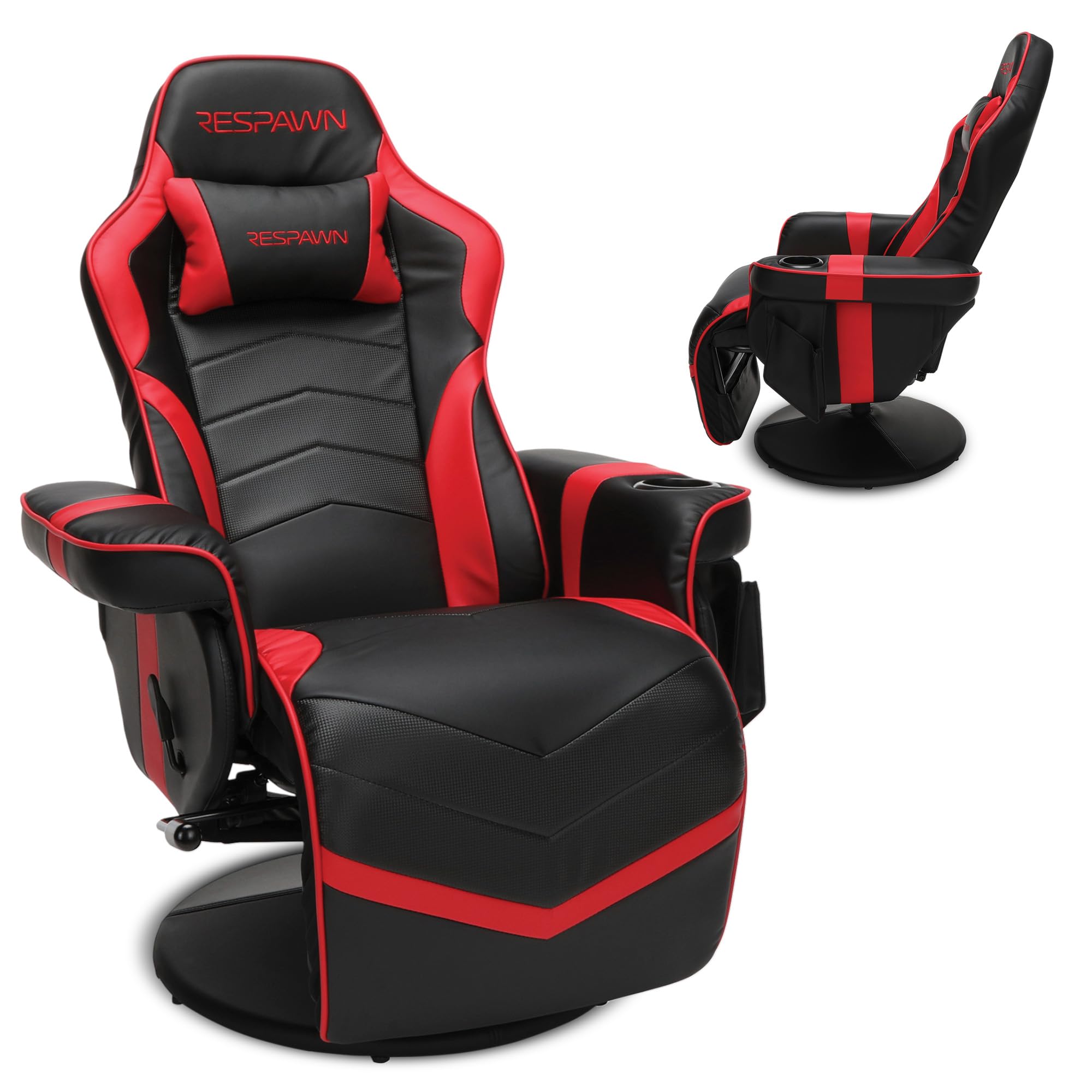 Respawn 900 Console Gaming Recliner with Footrest and Lumbar Support - Comfortable Ergonomic Gaming Chair with Headrest, No Wheels, Reclining, Heavy Duty, Racing Style Video Game Chairs - Red