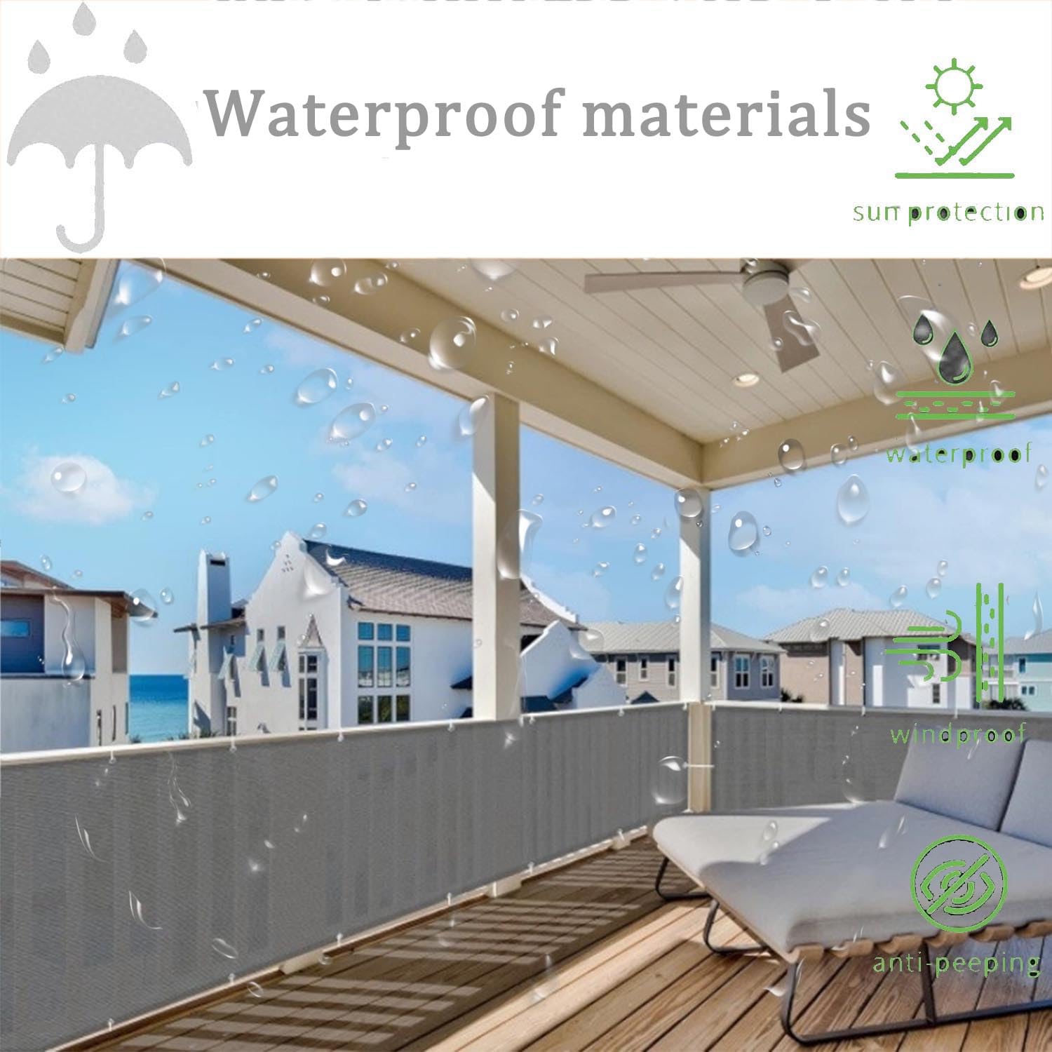 Frangivisto Balcone per Protezione,Schermo Privacy,Impermeabile Copri Ringhiera Balcone Privacy UV, Impermeabile,Resistente al Vento,per Balcone Giardino terrazza (Marrone,0.9x8m)