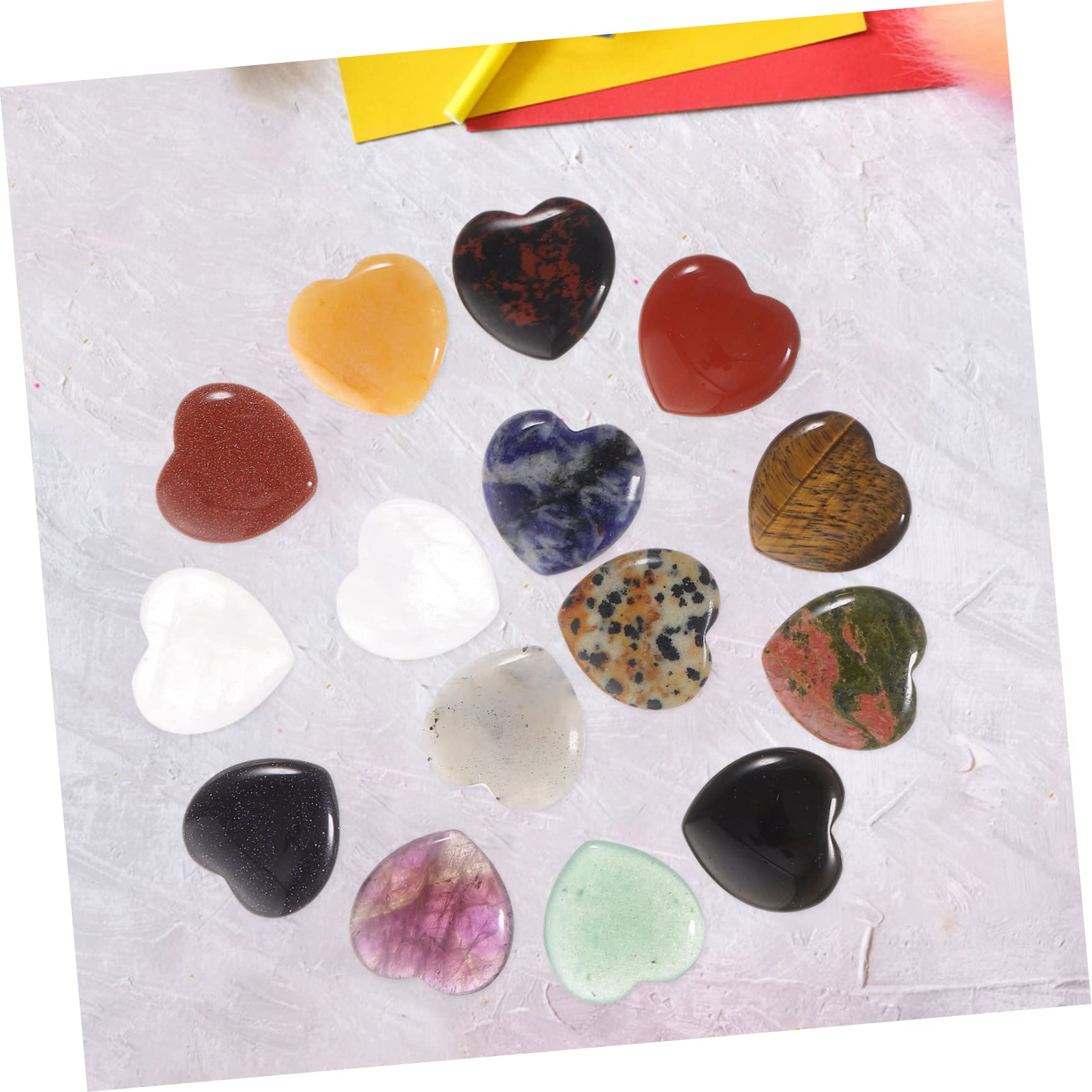 NOLITOY 15pcs Stone Love Heart Stone Heart Shaped Stones Decor for Table Crystals Crystal Decoration Tablescape Decor Office Decor Decorative Stones Bulk Natural