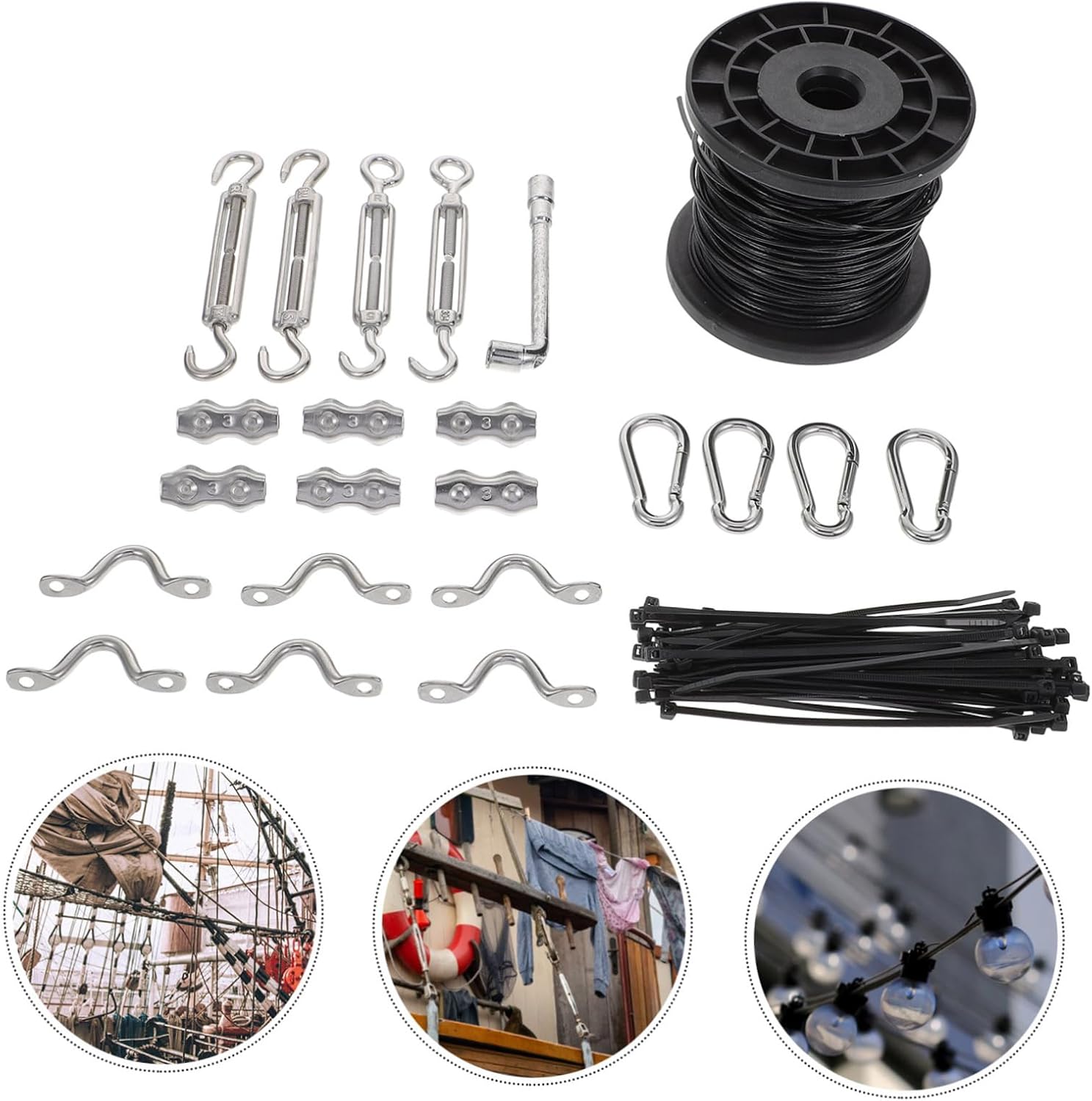 Cabilock Outdoor String Light Kit Ceiling Light Hanging Accessories Easy Install Hanging Lamp Supplies