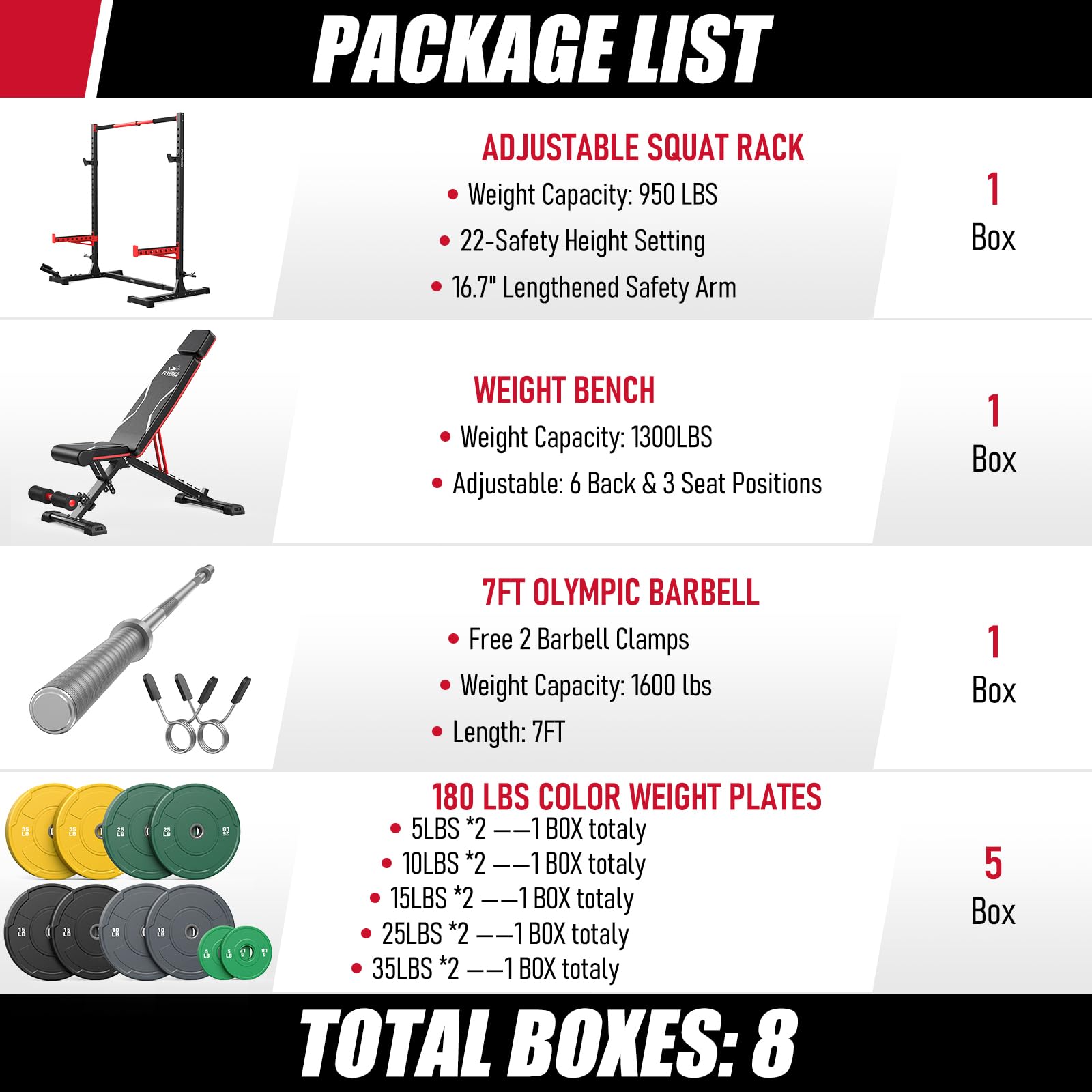 SR1 Squat Rack, Adjustable Power Rack for 6FT/7FT Barbells | Squat Rack for Home Gyms with Pull-Up Bar, 22 Adjustment Positions, J-Hooks and Safety Spotter Arms w/ 110/180LBS Home Package