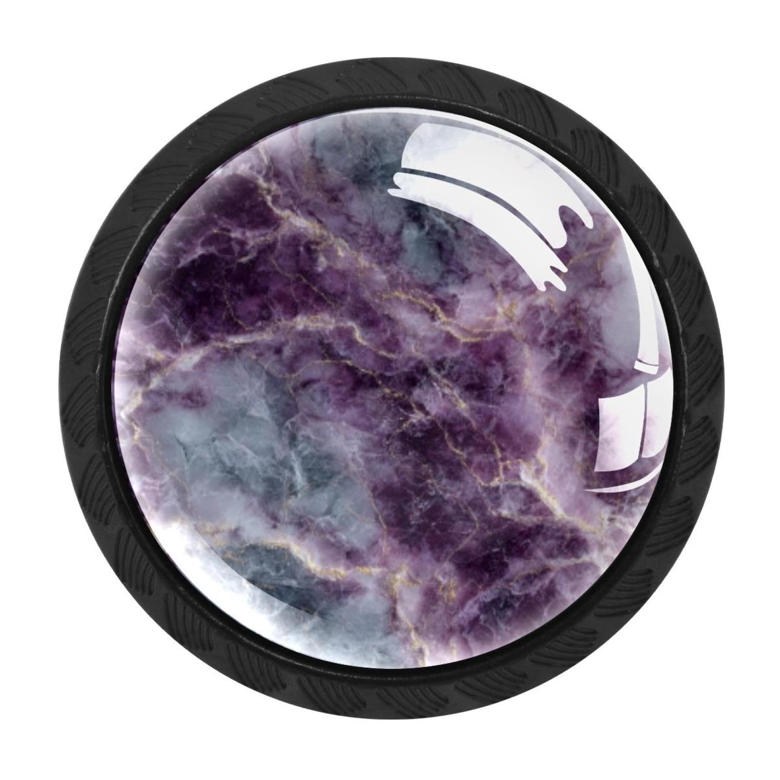 CHENZZZZ 4 Pack Black Purple Marble Texture Kitchen Handles, Cabinet Pulls Hardware for Cupboard Drawer Knobs Dresser Pulls