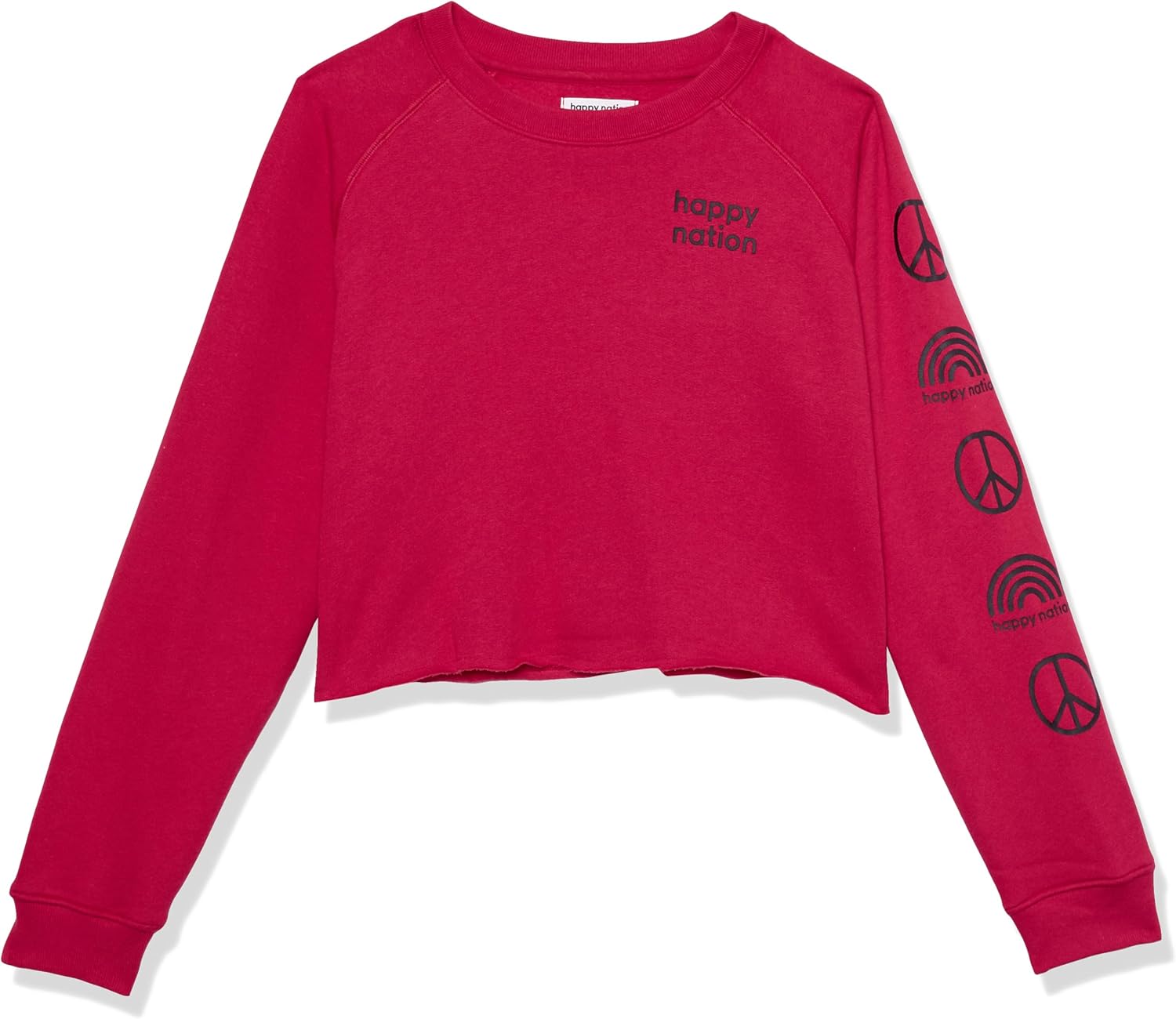 Happy Nation Girls' Happy Nation Fleece Crop Crewneck Sweatshirt