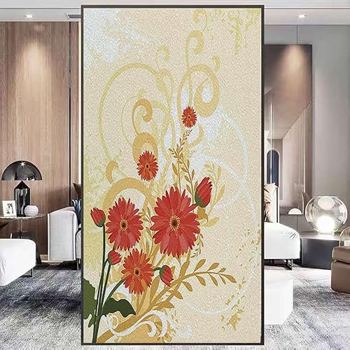 Adhesivos no adhesivos para puertas, ventanas, flores, vidrio, ventana, decoración electrostática, adsorción, decoración, estilo tradicional, fondo