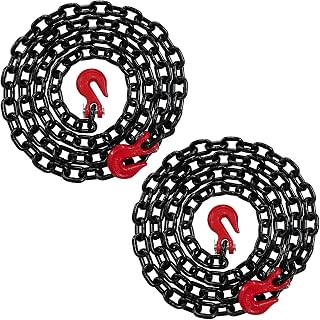 Falcon Cargo 2-Pack 1/2" x 15' Grade 80 Transport Binder Chains - 12,000 lbs WLL Clevis Grab Hooks for Secure Towing & Tie-Downs