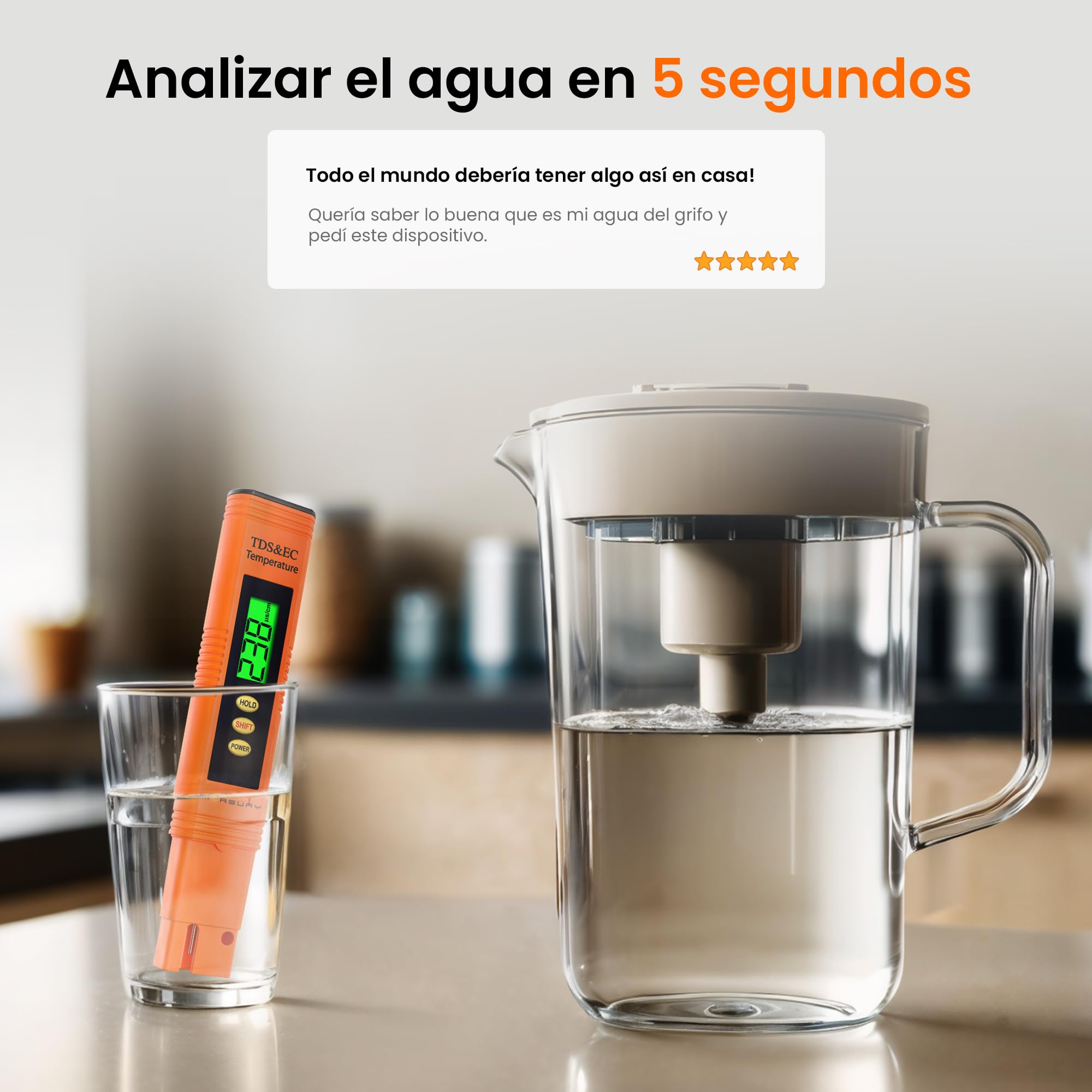 Medidor TDS y EC, Analizador de Agua Potable, Medidor de Calidad de Agua
