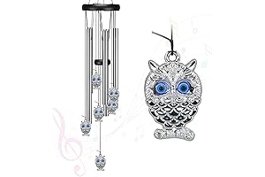Evil Eye Wind Chimes for Outside-Zen Garden Decor, Blue Evil Eye Owl