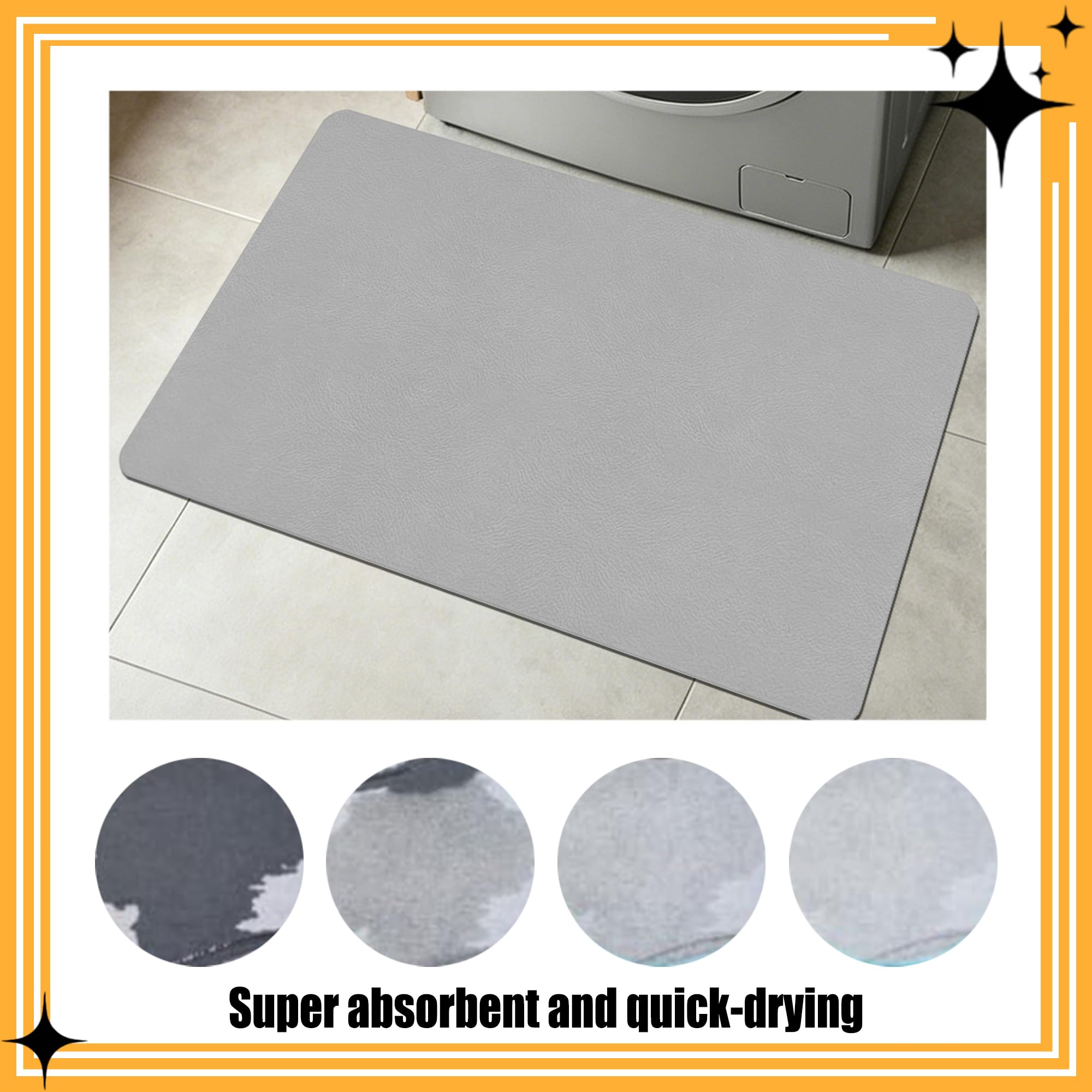 Badematte rutschfest 50 x 108 cm Schnell Trocknend rutschfeste Badematte aus Kieselgur Pflegeleicht für Dusche, Badewannen Und Badezimmer, Hellgrau