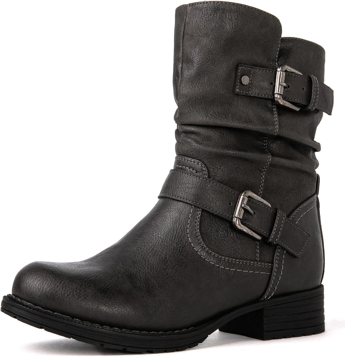 GLOBALWIN Women's Fur Booties Fashion Combat Ankle Boots For Women