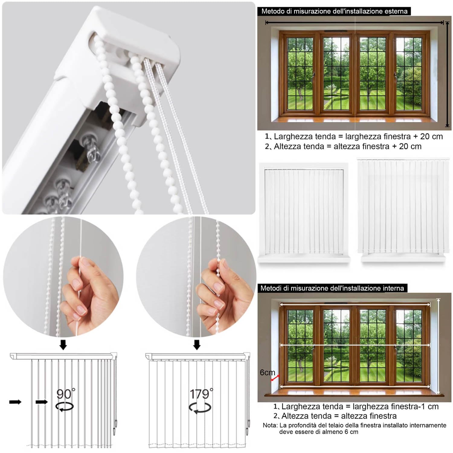 Tende Verticali Scorrevoli Oscuranti,Tende Verticali a Bande per Finestre,Veneziane da Interno per Privacy e Protezione,Isolate Termicamente,per Ufficio Domestico (Blu,140cm x 120cm)