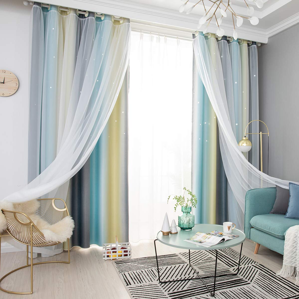 ele ELEOPTION Stars Blackout Curtains, Cut Out Stars Drapery with Eyelet - Image 3