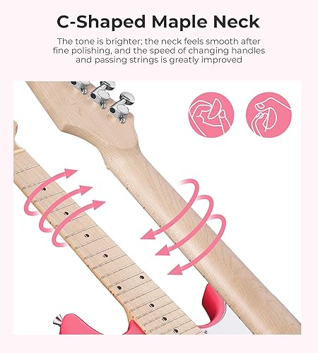 Miniatura 6 de Guitarra eléctrica Vangoa para niños de 30 pulgadas para niños y niñas, kit para principiantes con amplificador, bolsa, correa, cuerdas adicionales,