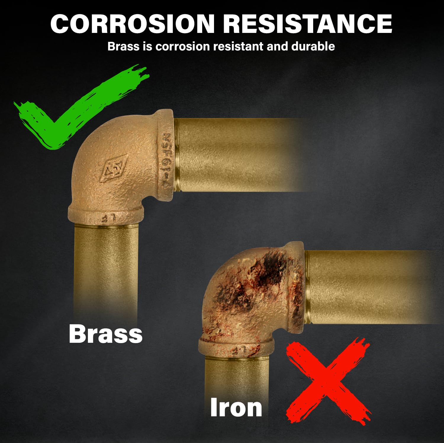 Everflow BRRL1124-NL codo reductor de latón de 90 grados sin plomo con extremos roscados hembra, construcción de latón, resistencia a la corrosión más alta económica y fácil de instalar