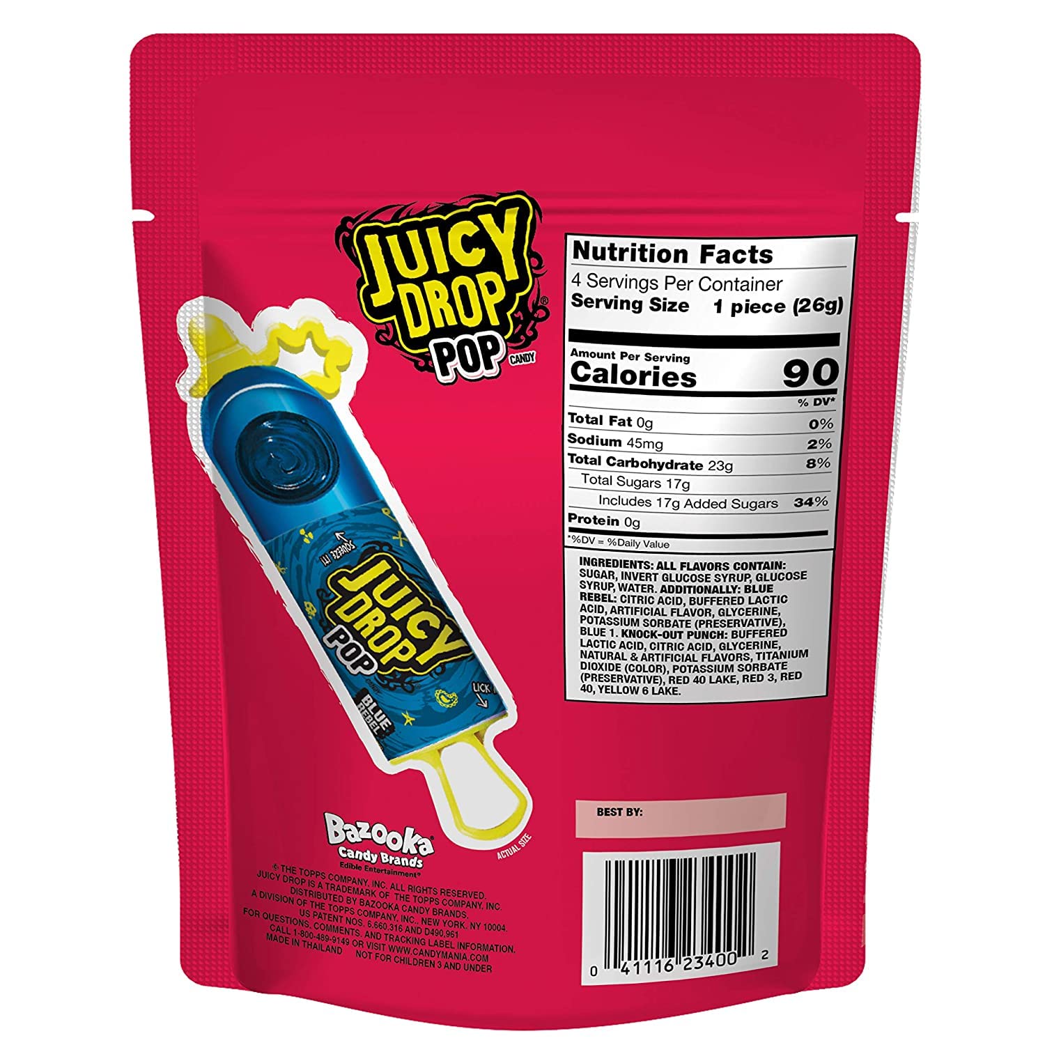 Buy Bazooka Juicy Drop Pop Sweet & Sour Liquid Lollipops, Assorted Flavors Variety Pack 4
