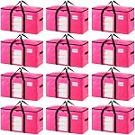 TAILI Extra Large Moving Bags, Heavy Duty Totes for Storage with Visible Window, U-Shaped Around Handles, Storage Contrainer Box for Space Saving, Blue, 4 Pack