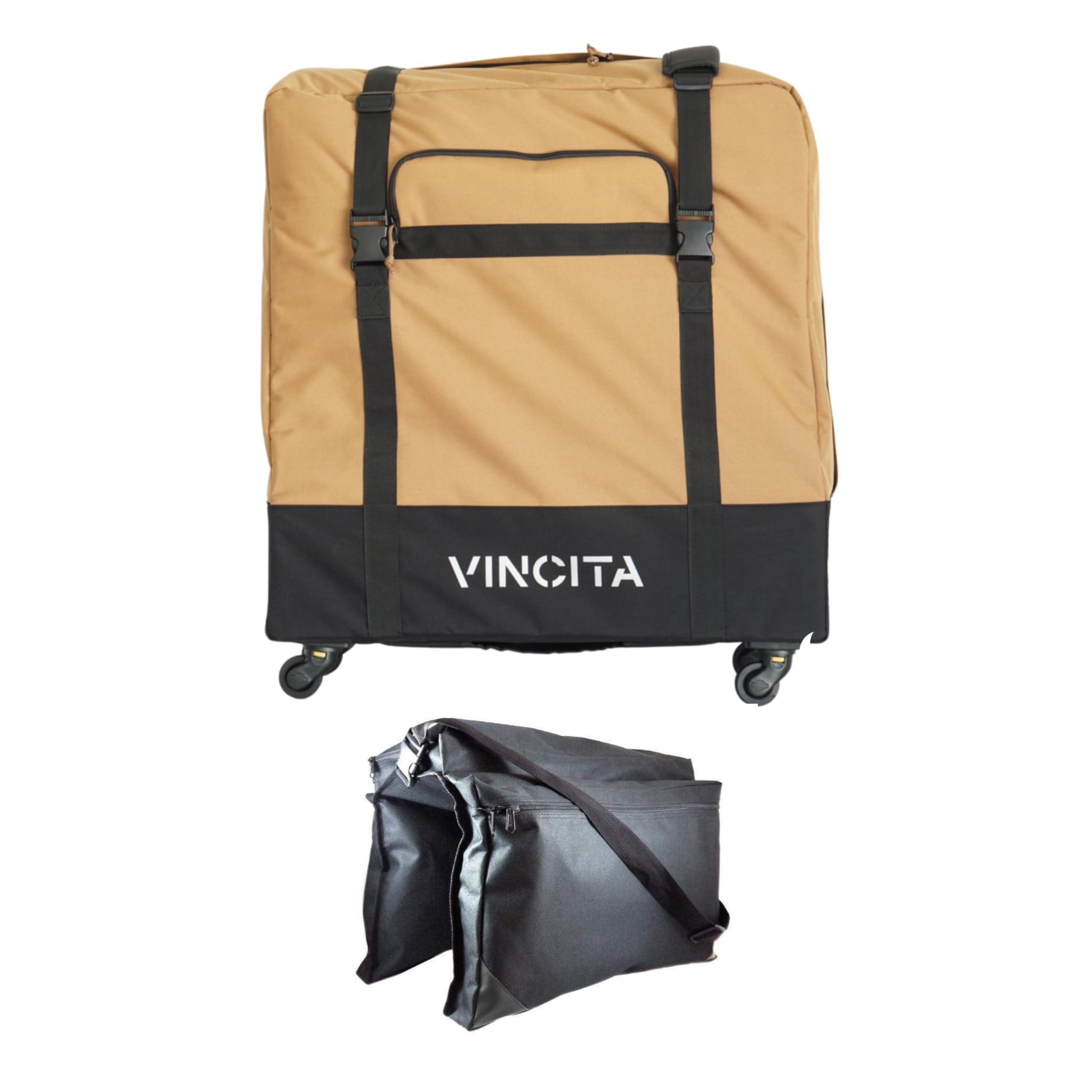 Vincita Sightseer 4.0 Soft Transport Bag for Brompton Folding Bicycle - with Garment Bag, Four Detachable Wheels and Shoulder Strap Brompton Bike Bag Lightweight Solution for Air Traveling