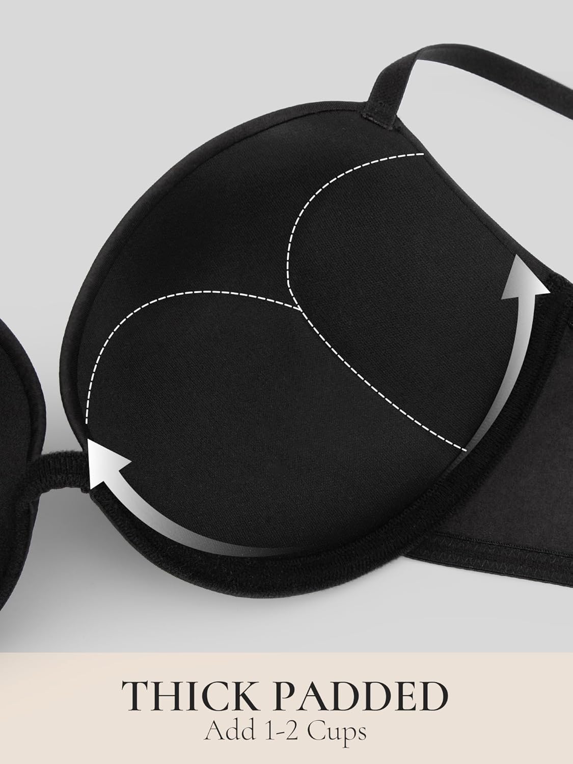 Push Up Bra Deep Plunge Thick Padded Add Cup Smooth T Shirt Bras Underwire Demi Low Cut Molded Bralette - Image 3