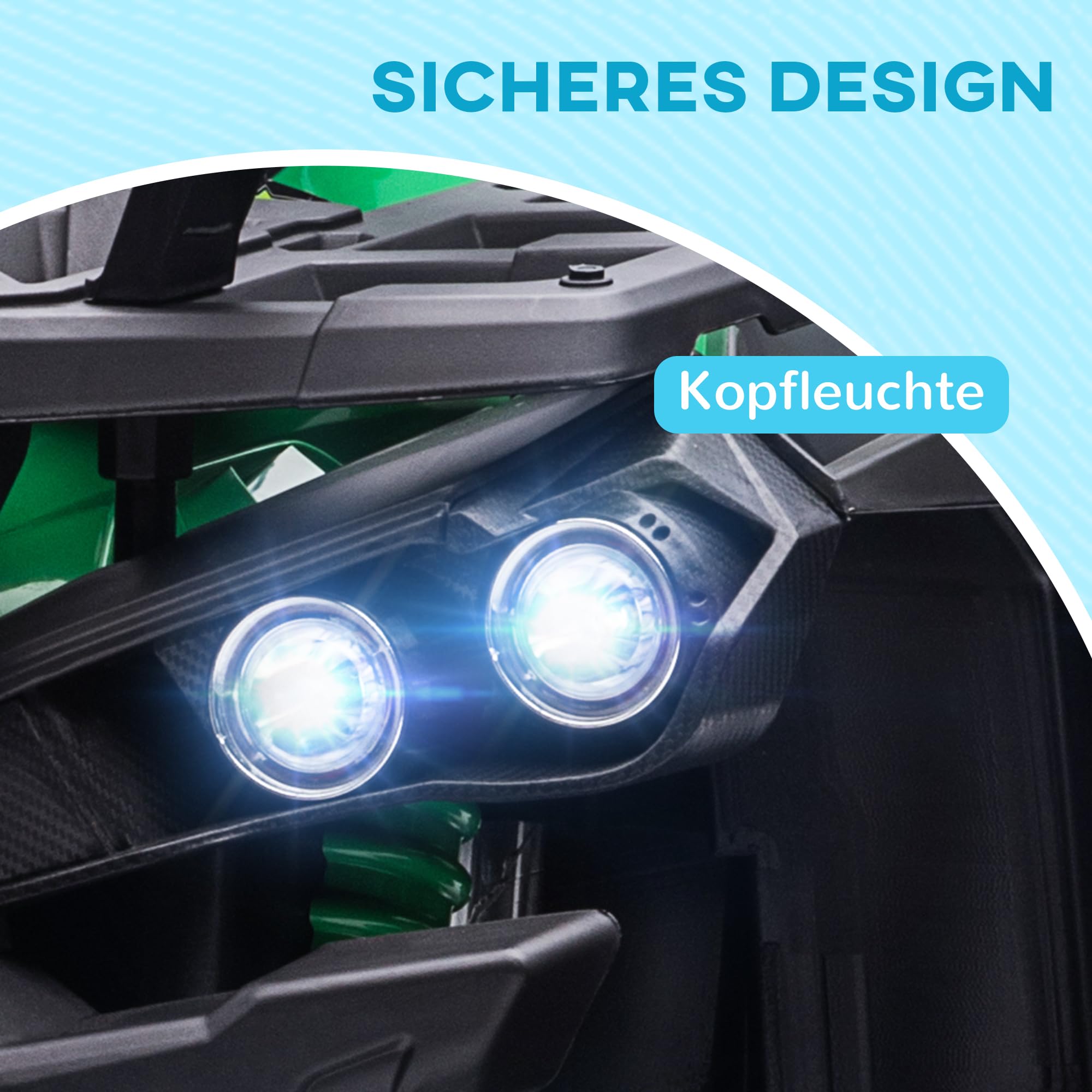HOMCOM Elektro Quad für Kinder 12V 10Ah mit 2 Motor für 3-5 Jahre Grün | Kinder Quad, Vorwärts-, Rückwärtsfunktion, USB-Anschluss, MP3-Musikplayer, Kinderfahrzeug mit Scheinwerfer, 3-8 km/h