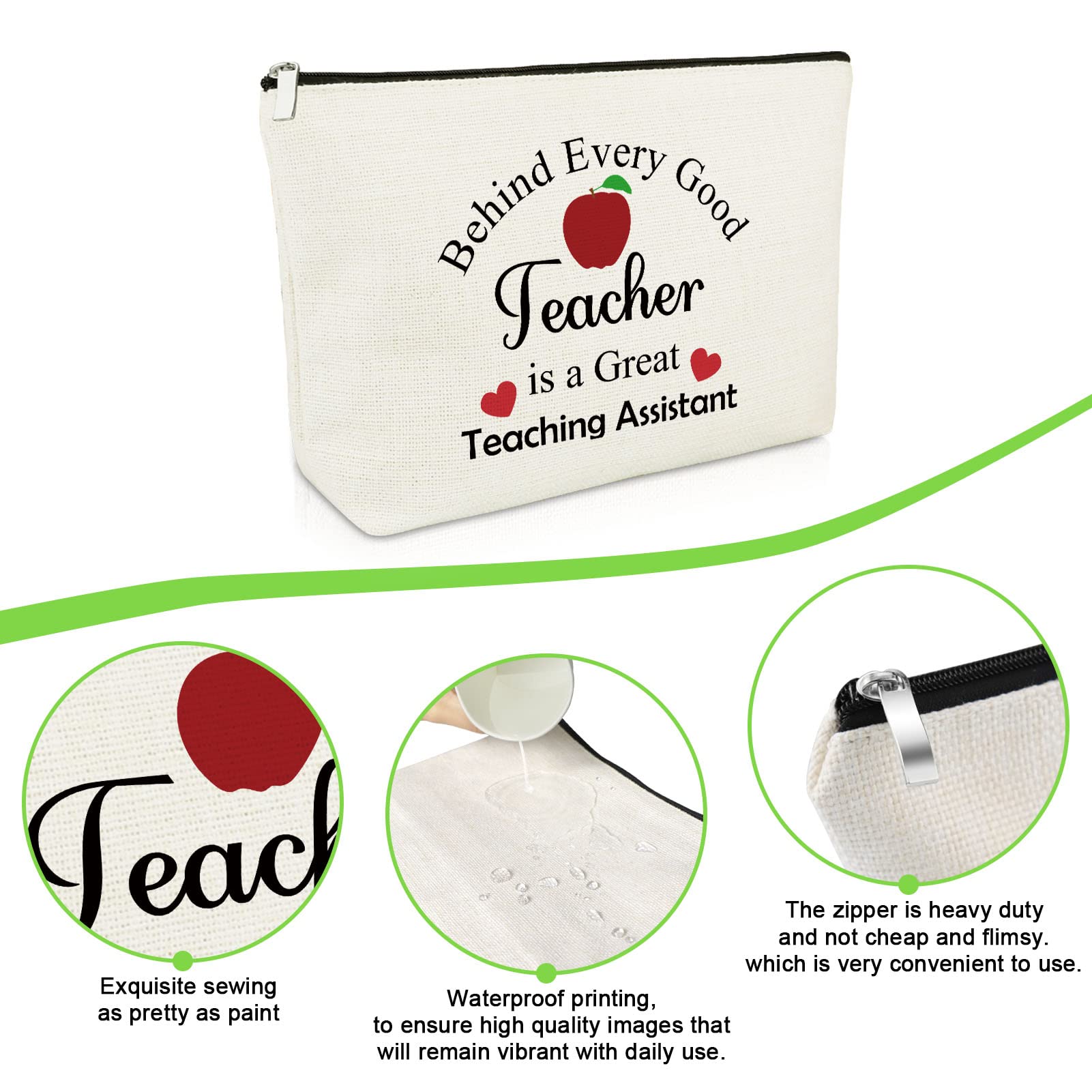 Teacher Assistant Gifts for Women Makeup Bag Ta Gifts Thank You Teacher Assistant Gifts Appreciation Gift for Teacher Friend Cosmetic Pouch Retirement Teachers Day Graduation Gifts for para Teacher - Image 4