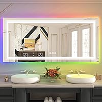 Vista 36 de WTTY LED Bathroom Mirror 32"x32" with Backlit and Front Light,Stepless Dimmable LED Mirror for Bathroom,Anti-Fog Lighted Bathroom Vanity Mirror