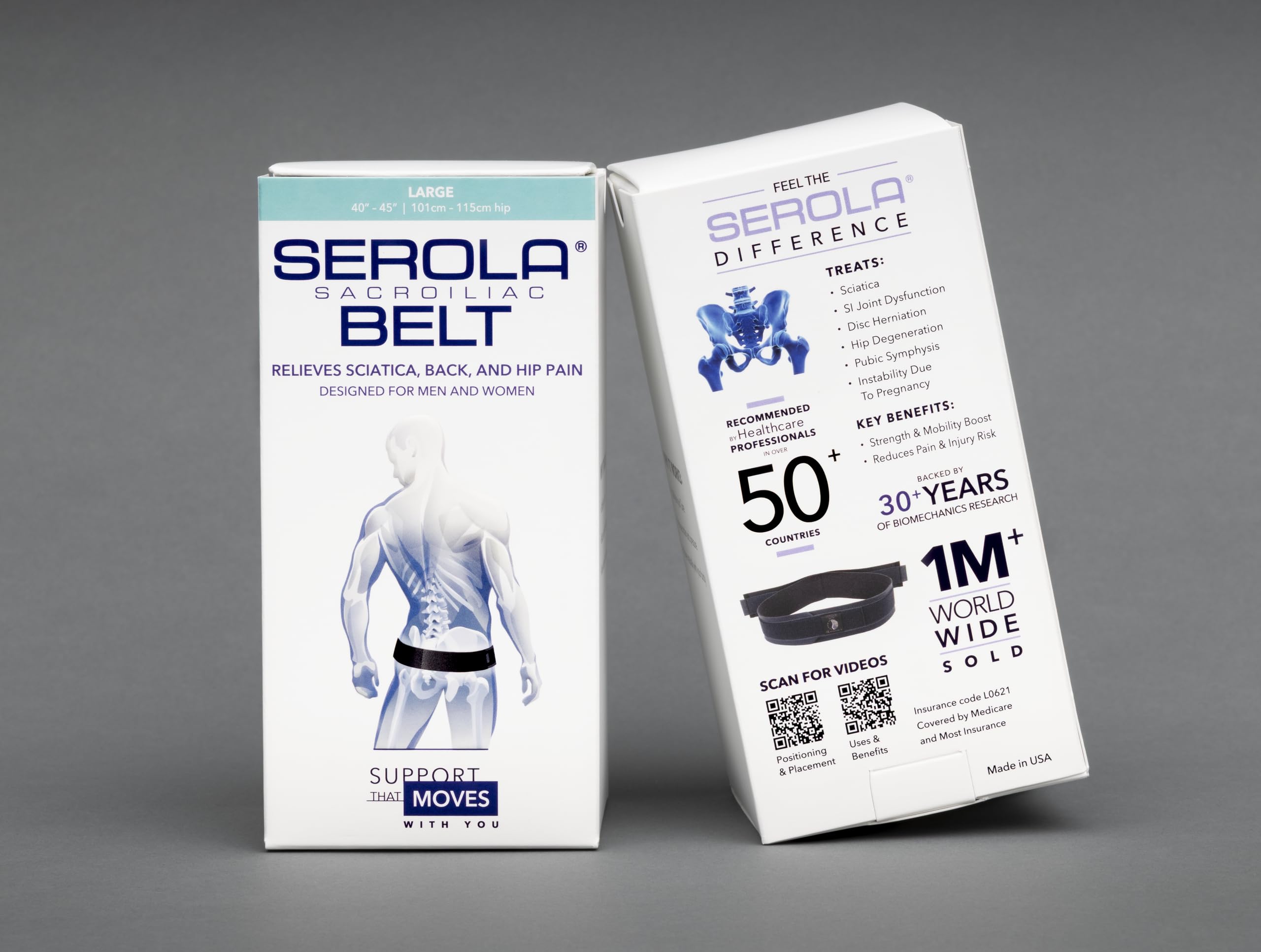 Serola Beckengürtel Gr. L, 102 - 117 cm Schwangerschaft Bandscheibenvorfall Rückenprobleme