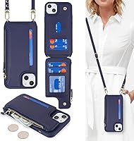 Vista 13 de Cavor Funda para iPhone 13 con tarjetero, funda tipo cartera para mujeres y hombres, fundas de teléfono para iPhone 13 con soporte y correa, funda