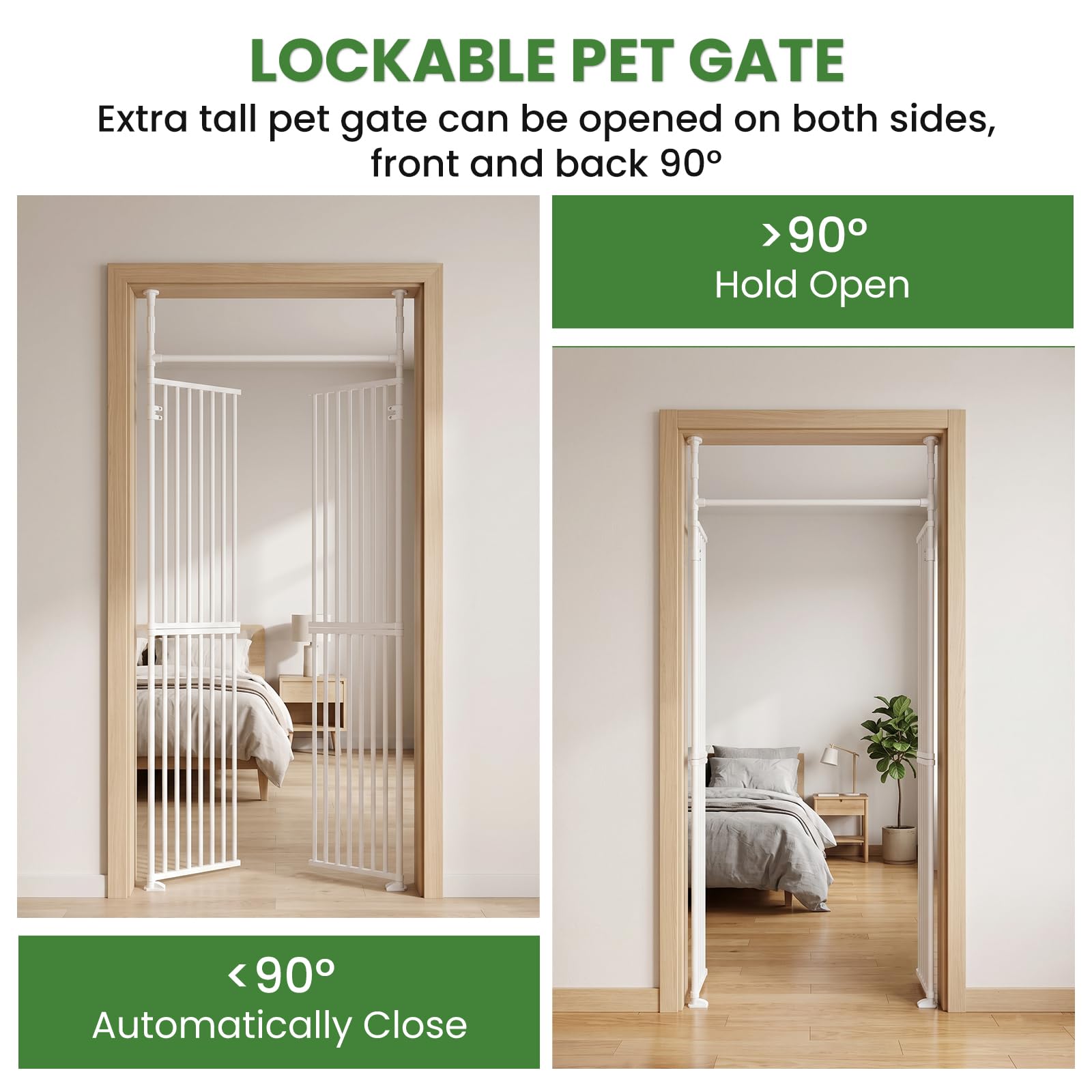 190cm Katzengitter Extra Hoch, 93-100cm Breites Türschutzgitter ohne Bohren | Türgitter Katze, Auszudehnbar Verstellbar Katzentür Gitter,Absperrgitter Hund, Überkletterschutz(L)