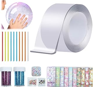 OneNine Nano Tape Bubbles Kit, (White 9.8 ft ×2 in) Creative Elastic Nano Tape Bubble Balloons for Adult Kids, Nano Tape for Making Bubbles DIY Craft Kit Party Favors for Kids