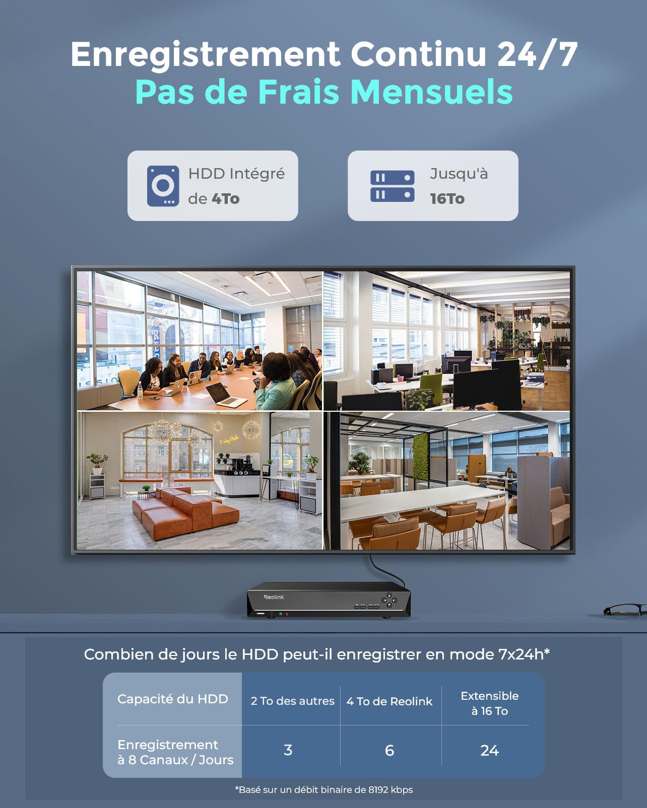 Reolink 12MP Kit Vidéosurveillance, 16CH NVR et 8 Caméra PoE, RLK16-1200B8 | Caméras IP Filaire 12MP, Détection de Personne/Véhicule, Audio Bidirectionnel, Vision Nocturne en Couleur