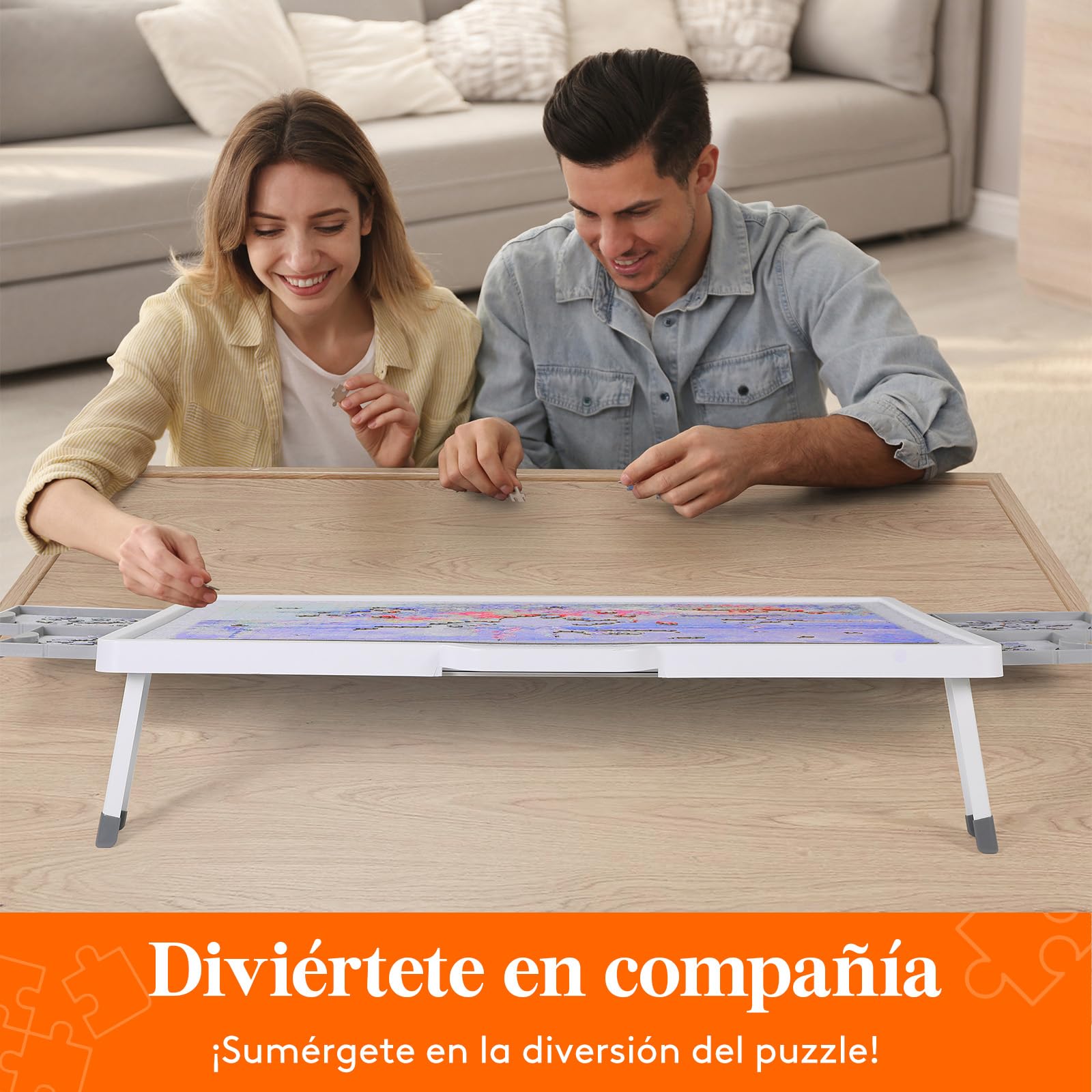 Lifewit 1500 PCS Puzzle Board con Soporte Inclinado, Tabla de Rompecabezas con 4 Cajones and Tapas, Multifuncional Plástico Tablero Puzzles Giratorio de 360°, 89 x 68.5cm, Blanco