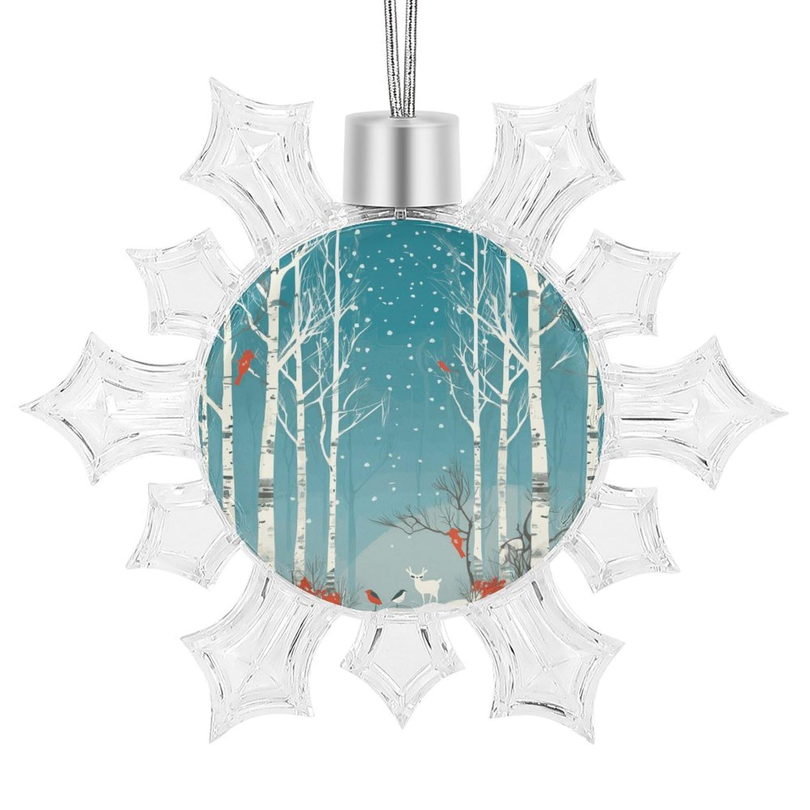 Merry Christmas Birch Tree Snowflake Ornaments Cute Snowflake Pendant Exquisite Christmas Tree Ornaments for Christmas Weddings New Year Birthday Holiday Celebration