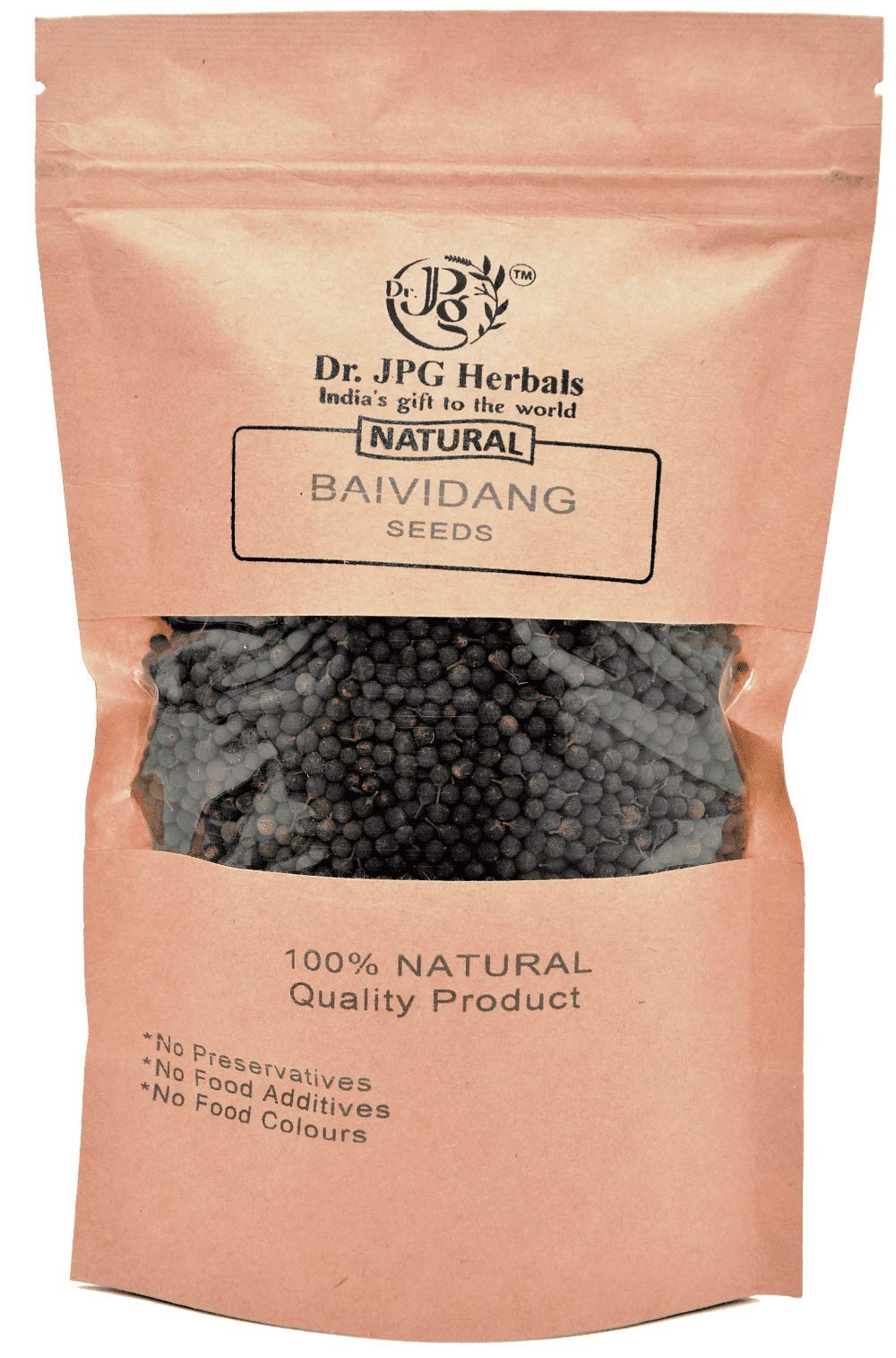 Dr. JPG Natural Baividang/Vaivadang Black Seeds-100g | Embelia Ribes | False Black Pepper Seeds (Embelia Ribes) ISO Certified | FSSAI Certiffied.