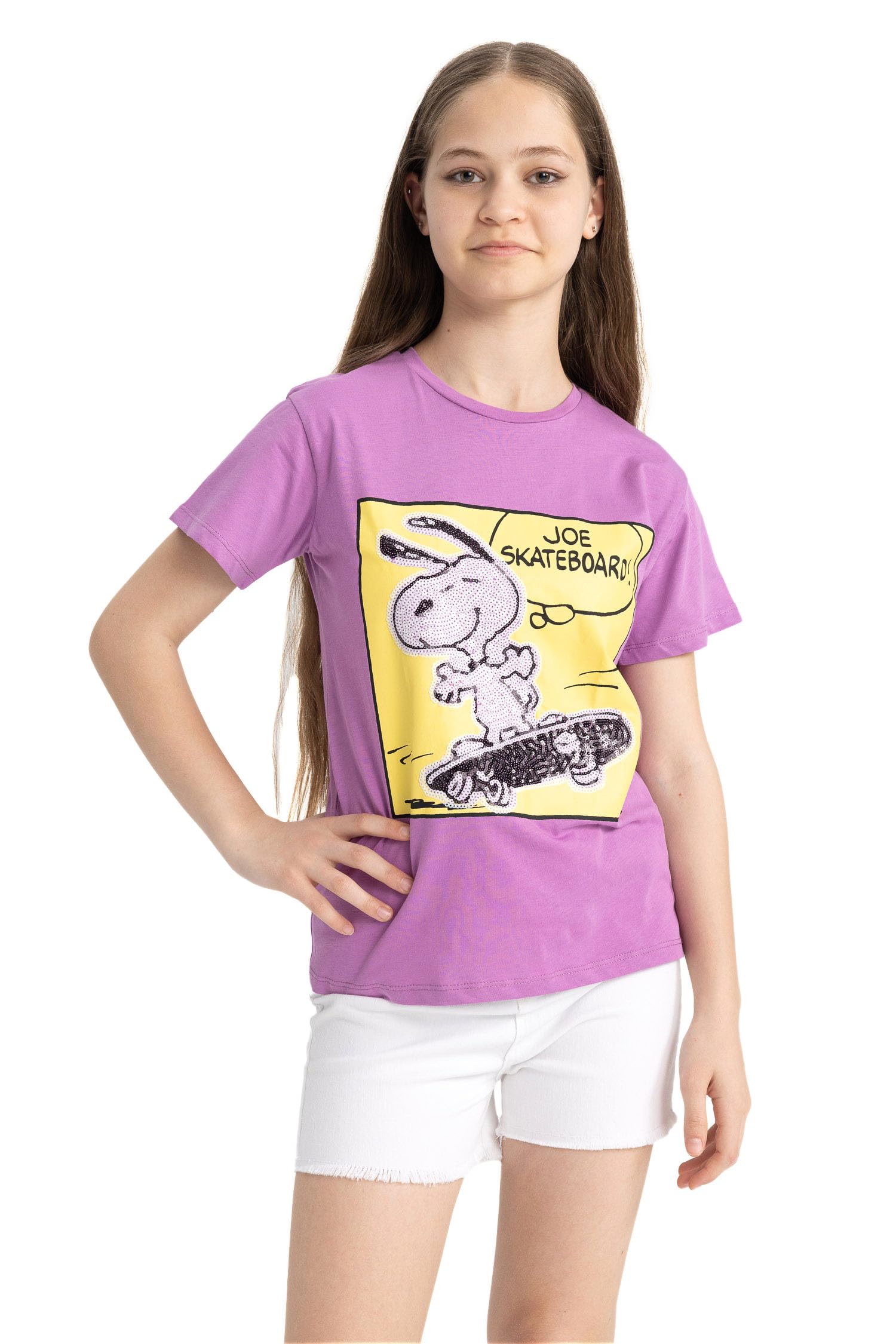 Kız Çocuk Kız Çocuk Snoopy Regular Fit Kısa Kollu Tişört