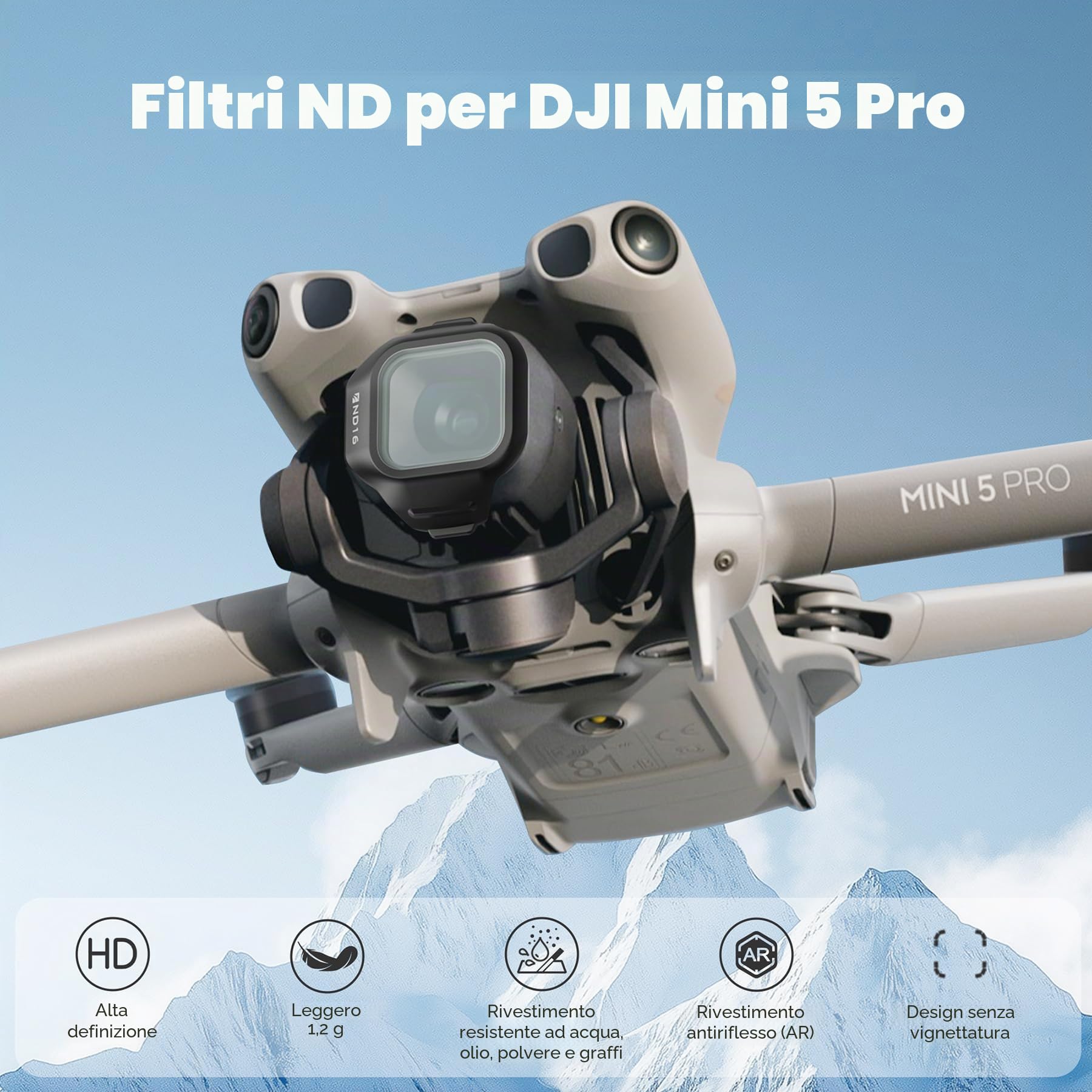 Freewell All Day - Confezione da 6 filtri ND per DJI Mini 5 Pro - ND16, ND32, ND64, ND256, ND512 e ND1000 - Controllo completo della luce per riprese aeree cinematografiche