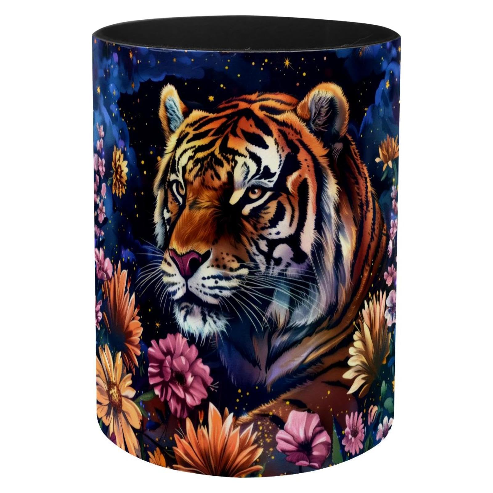 Pot à crayons tigre et fleur pour organiser votre espace de travail