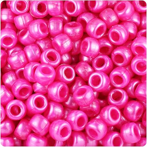 BeadTin Cuentas de caballo de barril de perlas de color rosa intenso de 0.354 in (500 piezas)