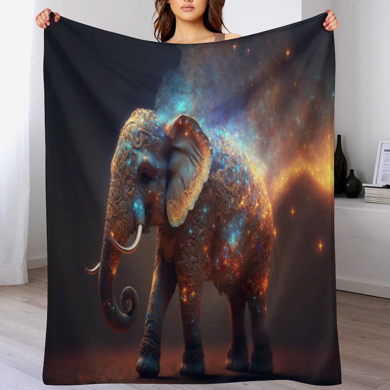 Couverture éléphant flanelle plaid doux finis les frissons