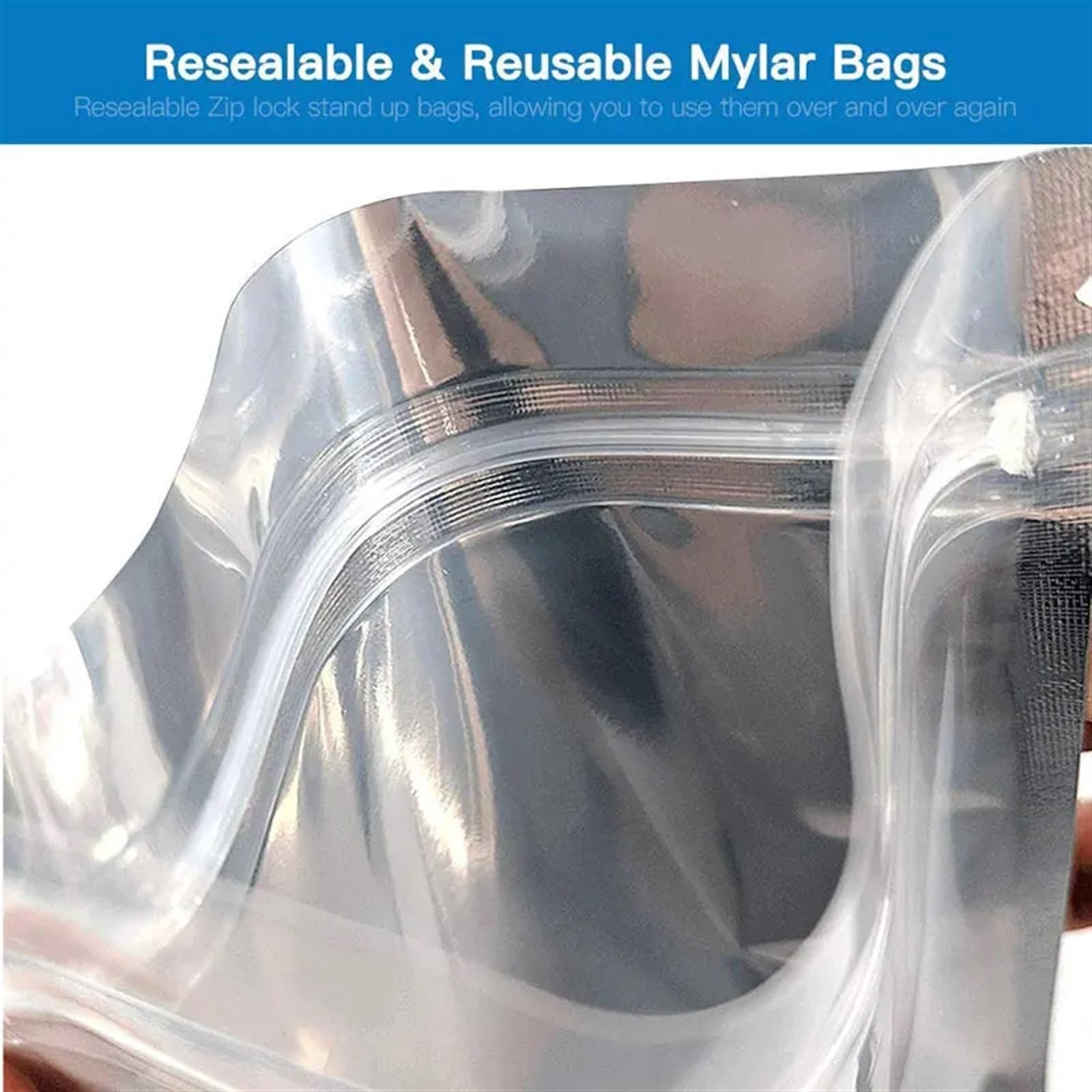 Bolsas de plástico con precinto, 50 bolsas de aluminio transparente con cierre hermético, bolsas de aluminio con cierre hermético, bolsas de plástico metálicas plateadas for alimentos, té y dulces.(30