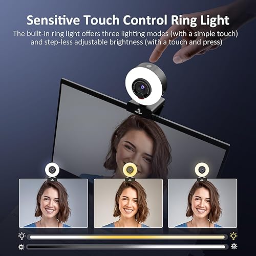 Miniatura 5 de NexiGo Cámara web N960E 1080P 60FPS con luz software incluido enfoque automático rápido cubierta de privacidad integrada cámara web USB micrófono